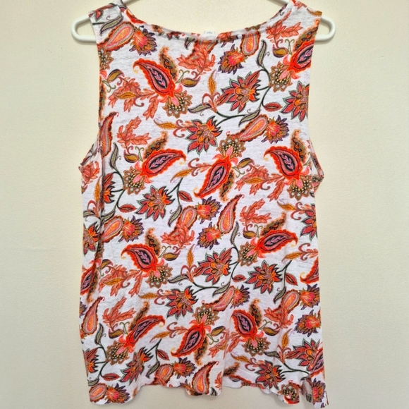 J.Jill Women’s Pink & Orange Paisley Sleeveless Top – Size Large - Picture 4 of 4